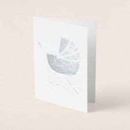 ヴィンテージキャリッジベビーシャワーグリーン男女兼用 箔カード