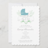 ヴィンテージキャリッジボーイまたはガールSIP & SEEブループラム 招待状 (正面)