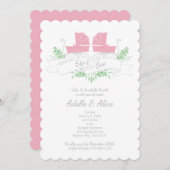 ヴィンテージキャリッジSIP & SEEピンクプラム 招待状 (正面/裏面)