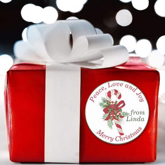 ヴィンテージキャンディカスタムケインのクリスマスプレゼント ラウンドシール