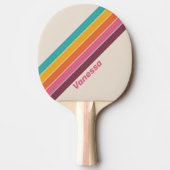 ヴィンテージキャンディストライプのレインボー 卓球ラケット (正面)