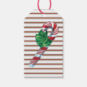 ヴィンテージキャンディーケーンとグリーンボウギフトラベル ギフトタグ (正面)