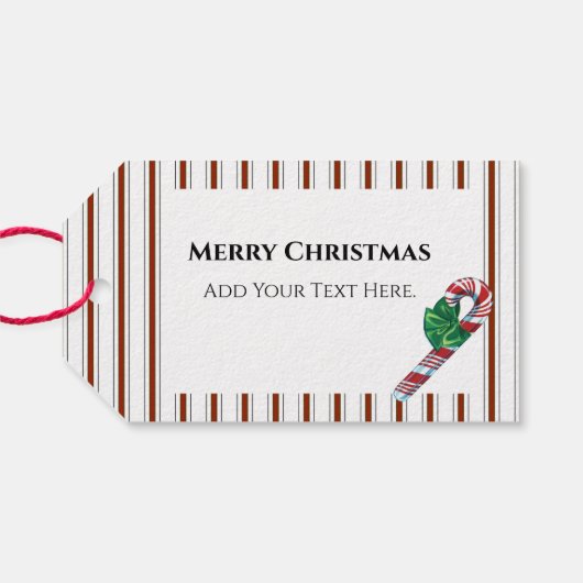 ヴィンテージキャンディーケーンとグリーンボウギフトラベル ギフトタグ (裏面横)