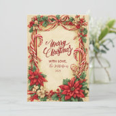 ヴィンテージキャンディーケーンクリスマス シーズンカード (スタンド正面)