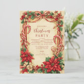 ヴィンテージキャンディーケーンクリスマス 招待状 (スタンド正面)