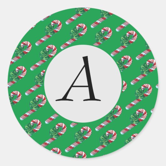 ヴィンテージキャンディーケーンステッカー ラウンドシール (正面)