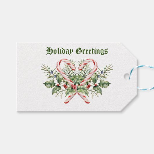 ヴィンテージキャンディーケーンホリデーラージ抱き枕 ギフトタグ (正面(横))