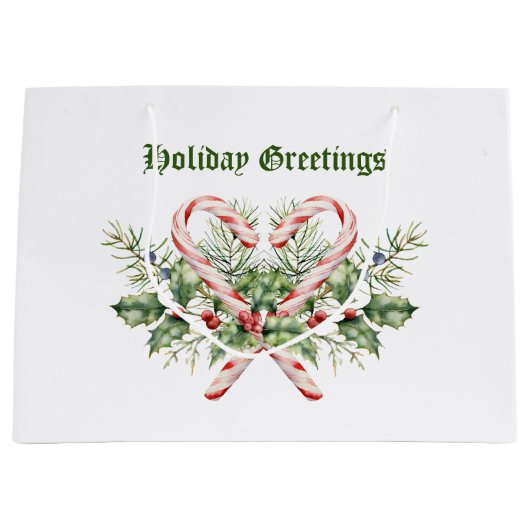 ヴィンテージキャンディーケーンホリデー ラージペーパーバッグ (正面)