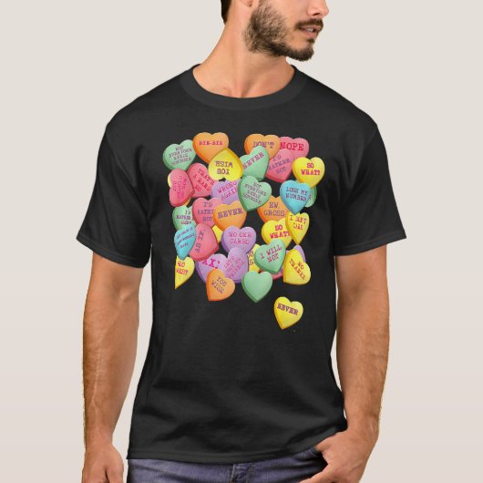 ヴィンテージキャンディ会話ハートのためのアンチValenti Tシャツ (正面)