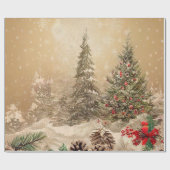 ヴィンテージキャンディ、葉オーナメントクリスマスウォラ ラッピングペーパー (フラット)