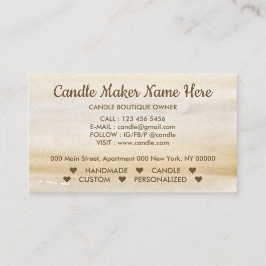 ヴィンテージキャンドルウォーターカラーボホ 名刺 (裏面)