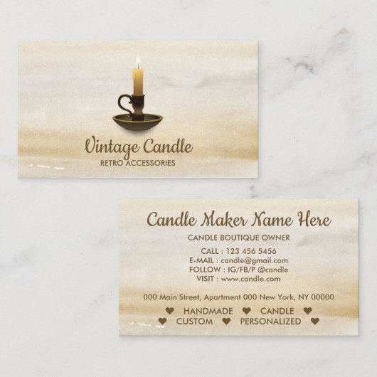 ヴィンテージキャンドルウォーターカラーボホ 名刺 (正面/裏面)