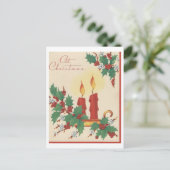 ヴィンテージキャンドル及びホリークリスマスカード シーズンポストカード (スタンド正面)