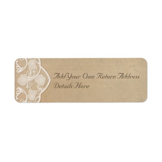 ヴィンテージキャンバスとレースルック差出人住所ラベル ラベル (正面)
