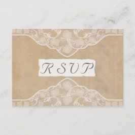 ヴィンテージキャンバスと紙とレースの結婚式出欠確認 出欠カード