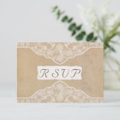 ヴィンテージキャンバスと紙とレースの結婚式出欠確認 出欠カード (スタンド正面)
