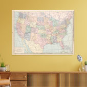 ヴィンテージキャンバス上統一されたの州の地図 キャンバスプリント (インサイチュ (リビング))