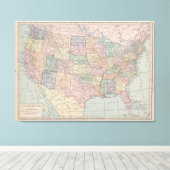 ヴィンテージキャンバス上統一されたの州の地図 キャンバスプリント (インサイチュ (ウッドフロア))