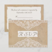 ヴィンテージキャンバス＆レースのウェディング出欠確認カード 出欠カード (正面/裏面)