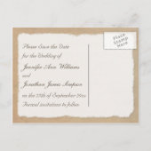 ヴィンテージキャンバス、紙&レースのルック日付を保存 案内ポストカード (裏面)