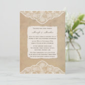 ヴィンテージキャンバス、紙&レースルックウェディング招待 招待状 (スタンド正面)