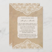 ヴィンテージキャンバス、紙&レースルックウェディング招待 招待状 (正面/裏面)