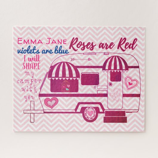 ヴィンテージキャンパトレーラハッピーバレンタインデーカード ジグソーパズル (横)