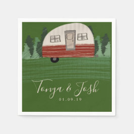 ヴィンテージキャンパモダンーキャンプブライダルシャワー スタンダードカクテルナプキン