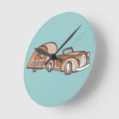 ヴィンテージキャンパーと自動 ラウンド壁時計 (傾斜)