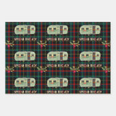 ヴィンテージキャンパーは喜びの明るい格子模様を広げた ラッピングペーパーシート (正面)