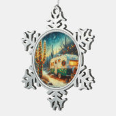 ヴィンテージキャンパークリスマスインデザートサグアーロサボス スノーフレークピューターオーナメント (右)