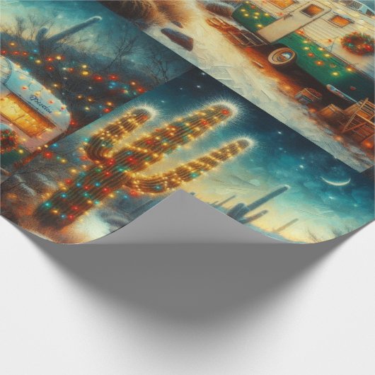 ヴィンテージキャンパークリスマスインデザートサグアーロサボス ラッピングペーパー (角)