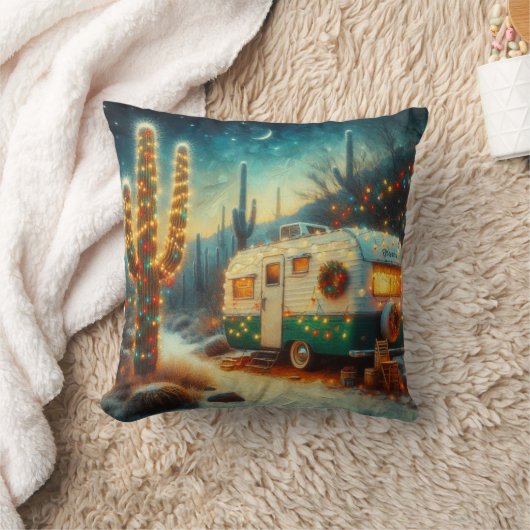 ヴィンテージキャンパークリスマスデザートサグアーロサボス クッション (ブランケット)