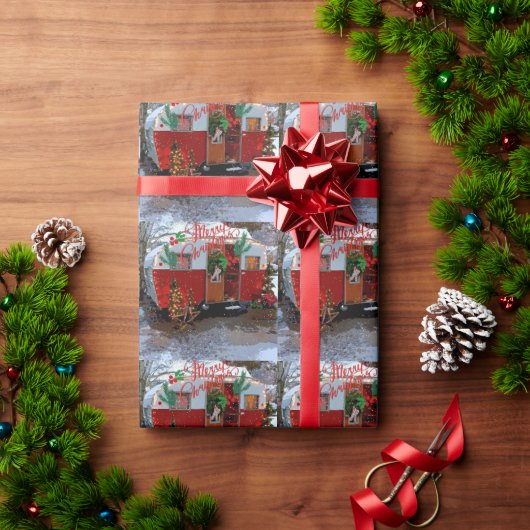 ヴィンテージキャンパークリスマスポストカード ラッピングペーパー (クリスマスギフト)