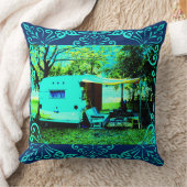 ヴィンテージキャンパートラベルトレーラーフォトアート クッション (ブランケット)