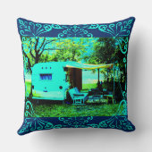 ヴィンテージキャンパートラベルトレーラーフォトアート クッション (裏面)