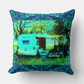 ヴィンテージキャンパートラベルトレーラーフォトアート クッション (正面)