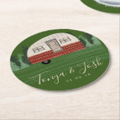 ヴィンテージキャンパーブライダルシャワーの好意 ラウンドペーパーコースター (アングル)