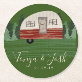 ヴィンテージキャンパーブライダルシャワーの好意 ラウンドペーパーコースター