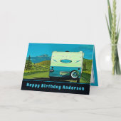 ヴィンテージキャンパーロードトリップハッピーバースデー カード (正面)