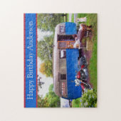 ヴィンテージキャンパー及び自動二輪車ハッピーバースデー ジグソーパズル (縦)