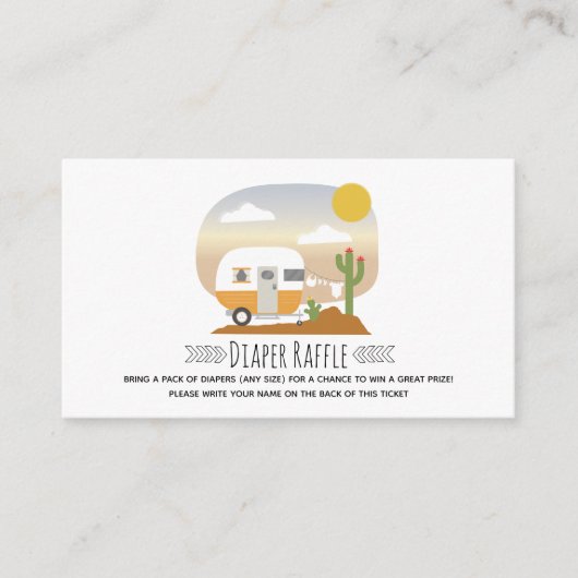 ヴィンテージキャンパー砂漠の赤ちゃんシャワーおむつラッフル エンクロージャーカード (正面)