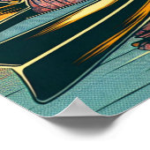 ヴィンテージキャンピングシーンウーマンカヤック ポスター (角)