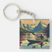 ヴィンテージキャンピングシーンマンカヤック キーホルダー (正面)