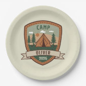 ヴィンテージキャンピングバッジパーソナライズされた ペーパープレート (正面)