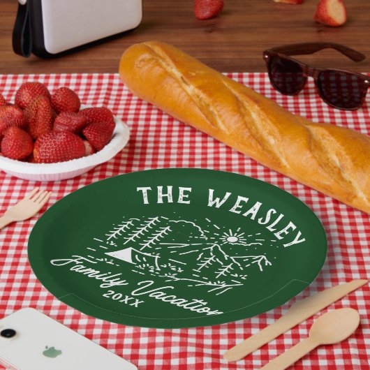 ヴィンテージキャンピングファミリーバケーショントリップ ペーパープレート (ピクニック)