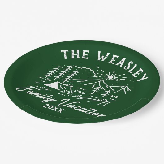 ヴィンテージキャンピングファミリーバケーショントリップ ペーパープレート (アングル)