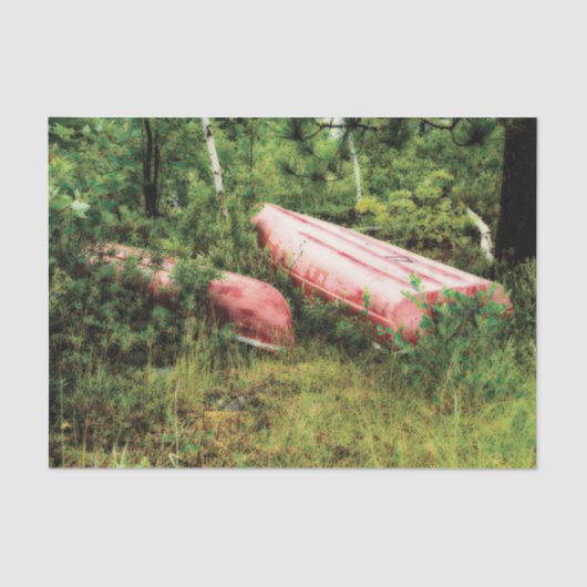 ヴィンテージキャンピングレッドカヌーデコパージュ 薄葉紙 (正面)