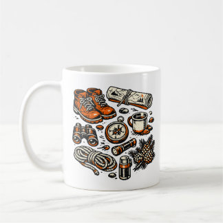 ヴィンテージキャンプ必需品 コーヒーマグ | レトロアウトドアギ コーヒーマグカップ