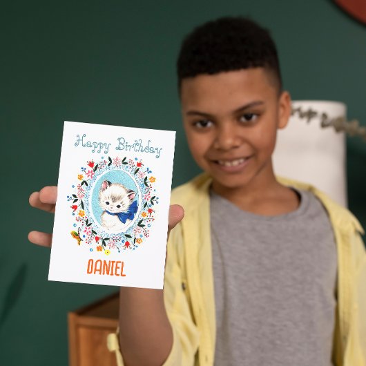 ヴィンテージキュイお洒落キッテンハッピーバースデー シーズンカード